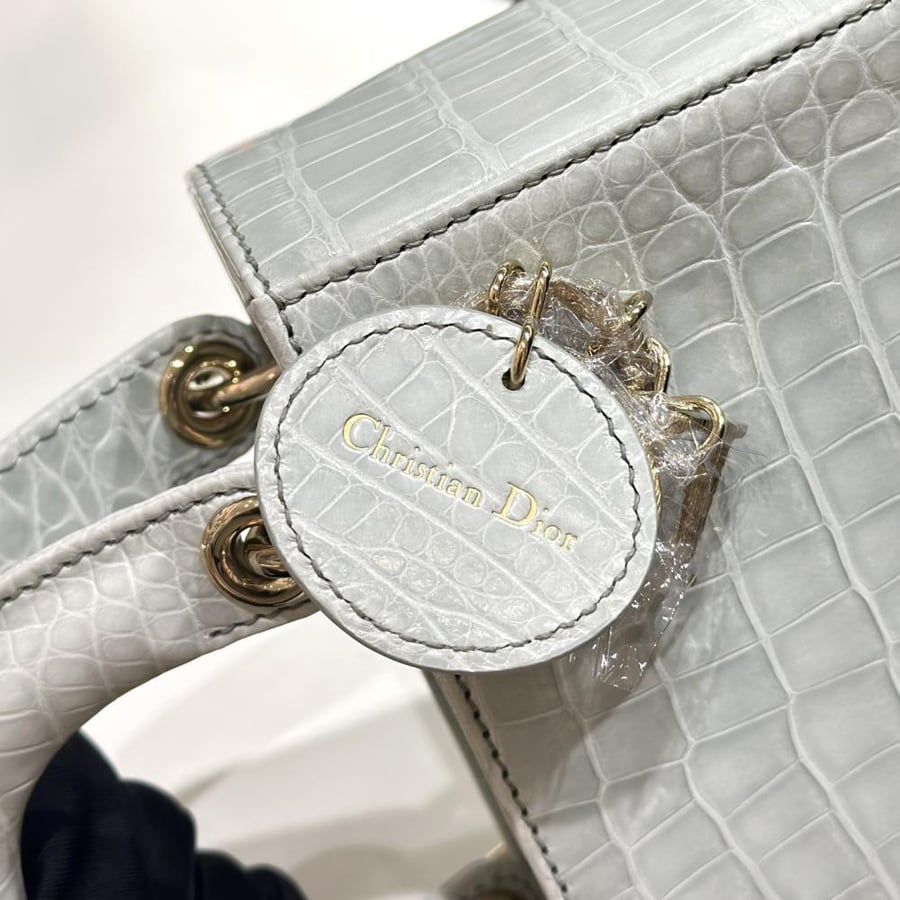 DIOR MINI LADY DIOR LIZARD Light blue