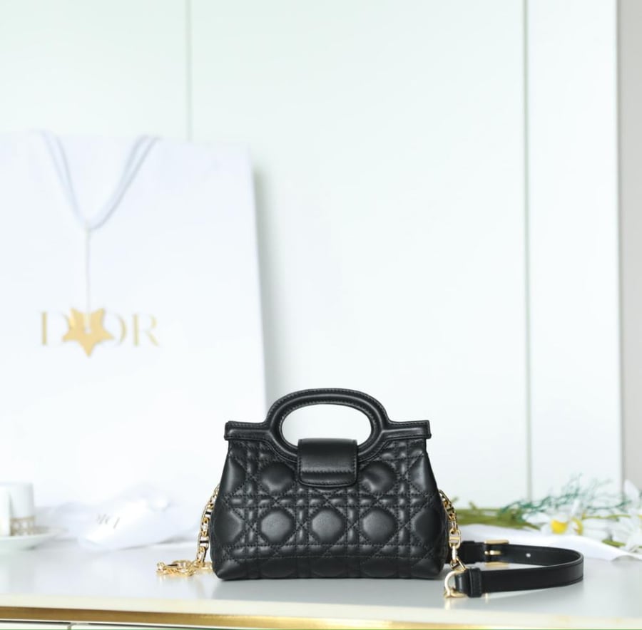 Dior Jolie Top Handle Mini Bag Black Cannage Lambskin