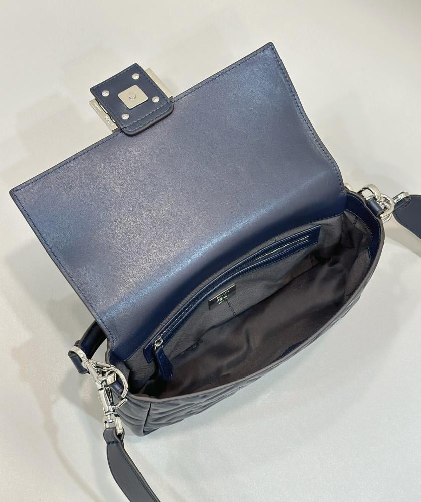 Baguette® Tobacco Dark blue FF jacquard fabric bag