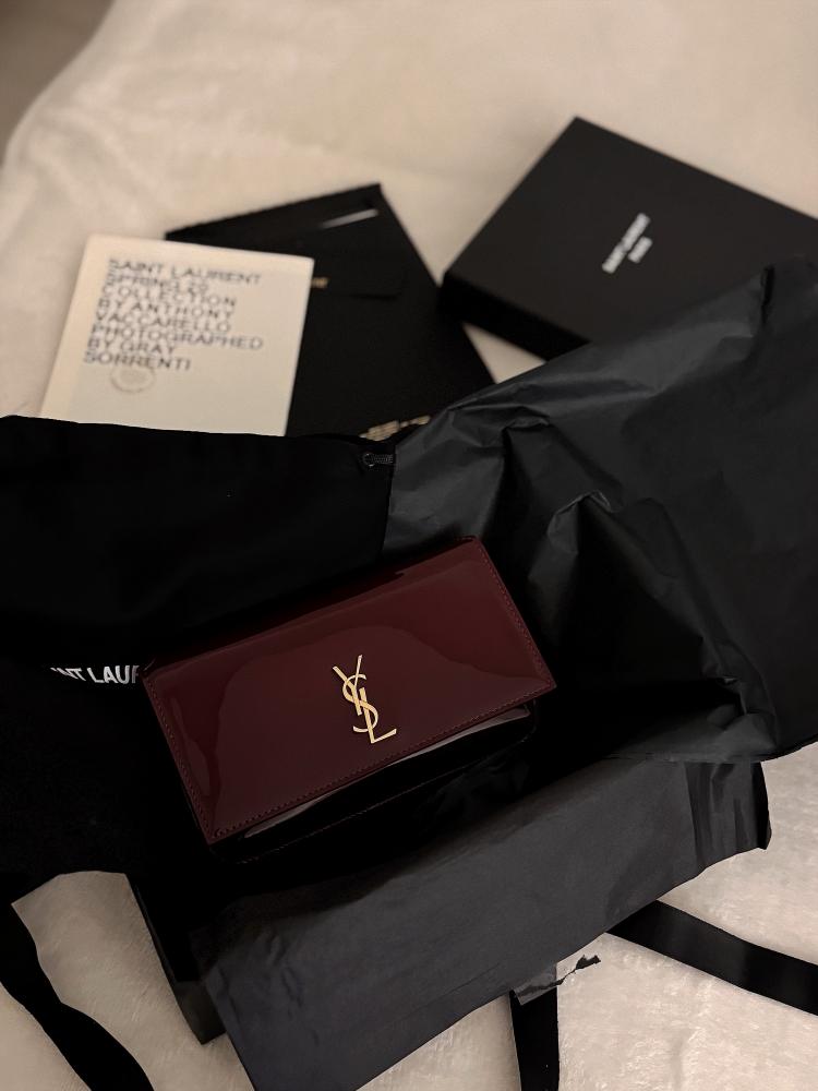 SAINT LAURENT Cassandre Strap leather phone case