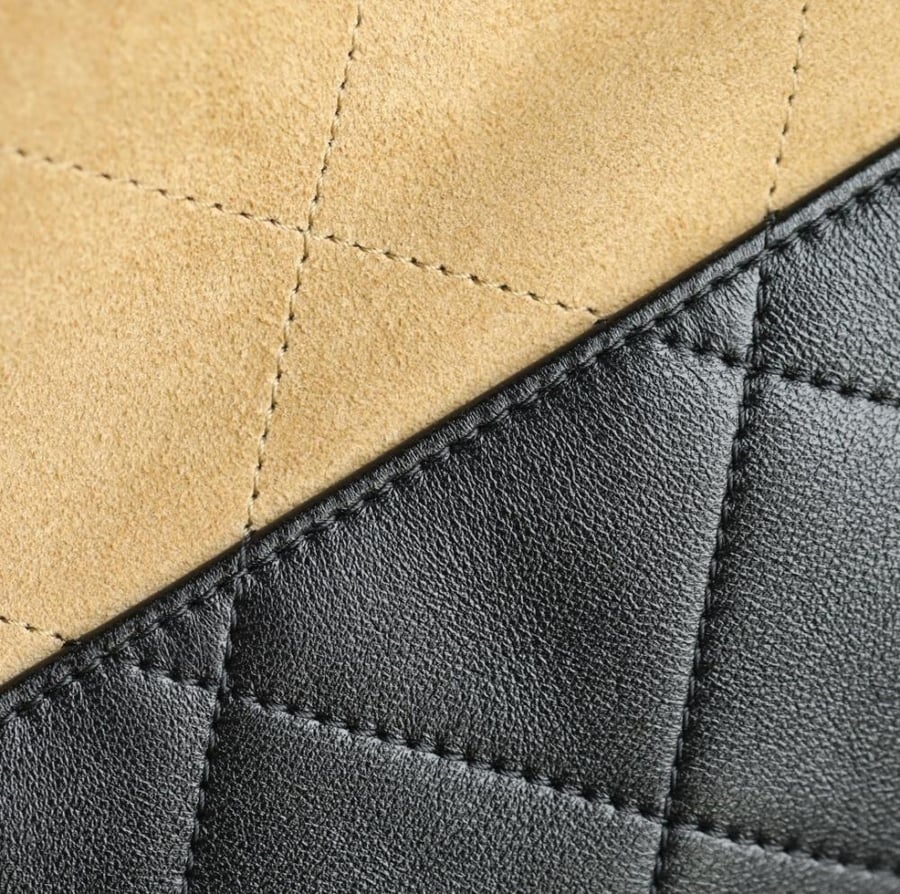 ‏Two-Tone Leather & Suede Tote Bag