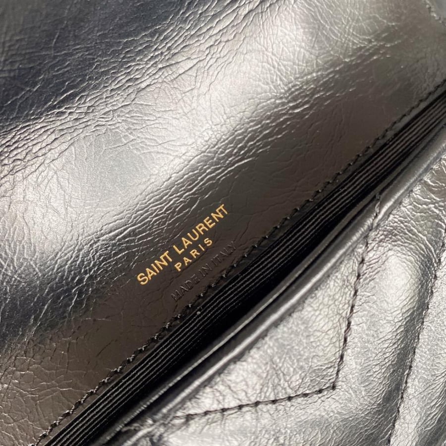 COLLEGE MINI CHAIN BAG IN SHINY CRACKLED LEATHER