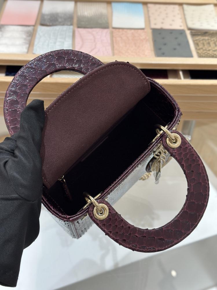 Lady Dior Mini Lizard Gradient Burgundy