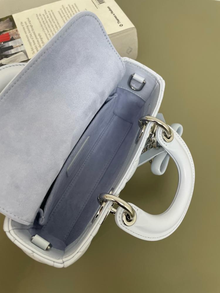 Mini Lady D-Joy Bag Ice Blue Cannage Lambskin