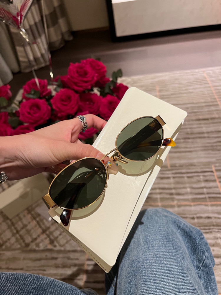 TRIOMPHE METAL 01 SUNGLASSES IN METAL GOLD / GREEN