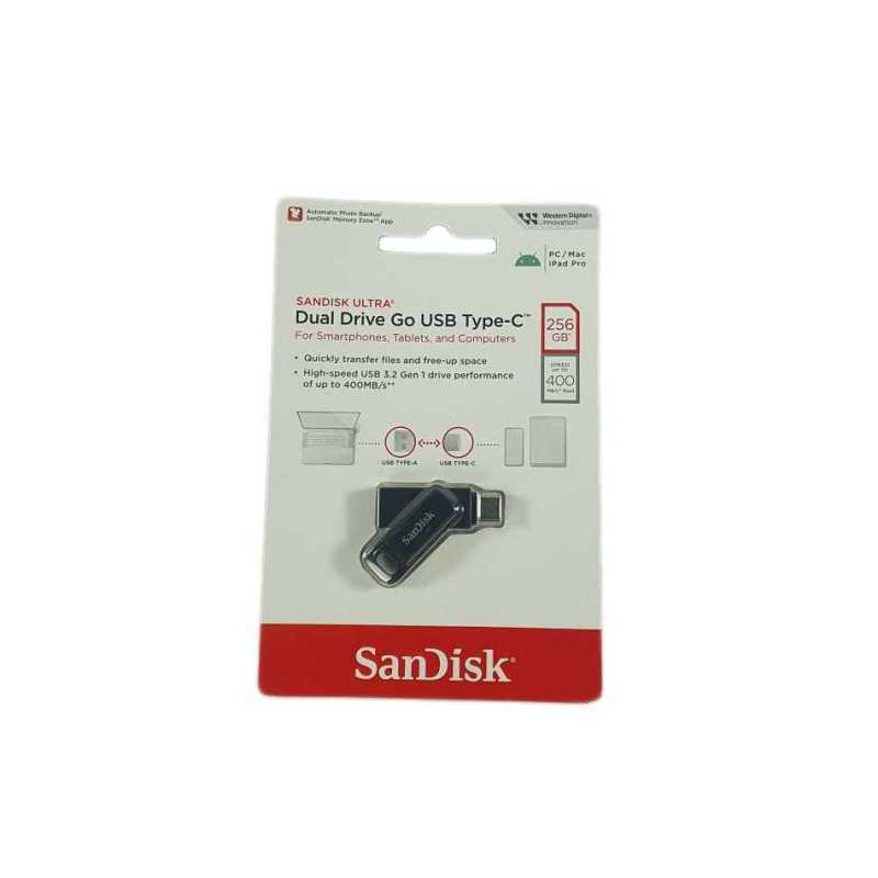 فلاش SanDisk Ultra Dual Drive Go USB-C بسعة 256 جيجابايت من الأمام