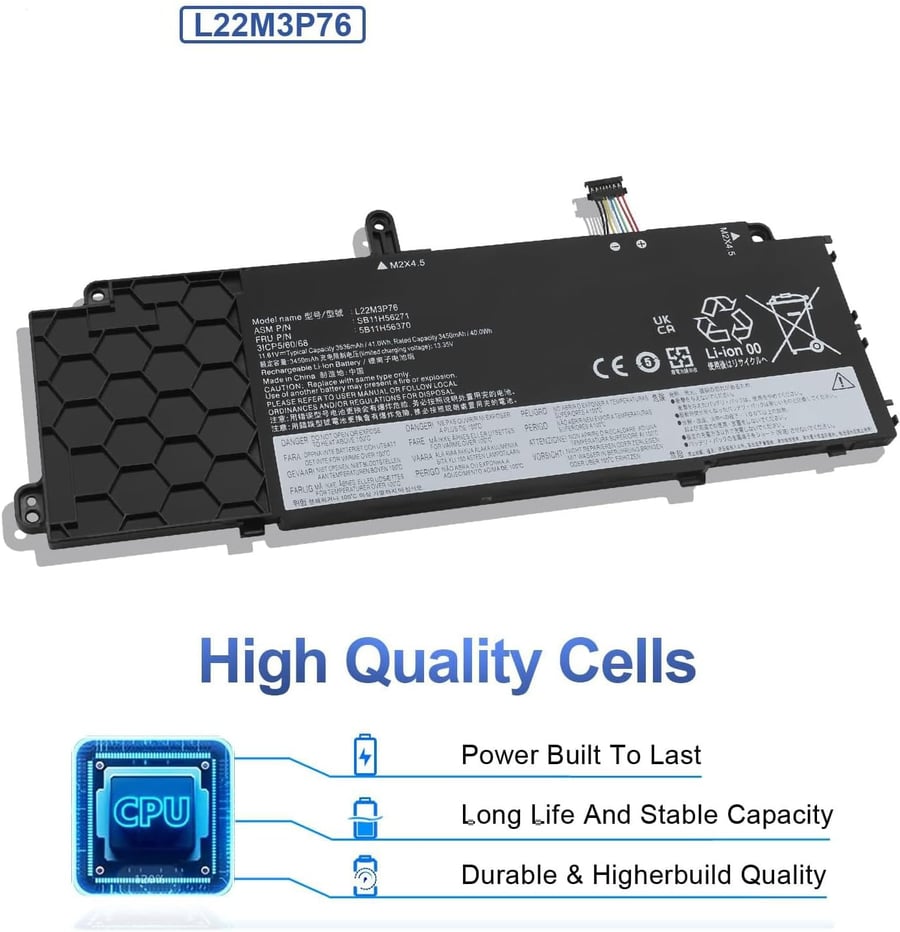 بطارية Lenovo L22M3P76 بديلة 11.61V بسعة 3536mAh و41Wh