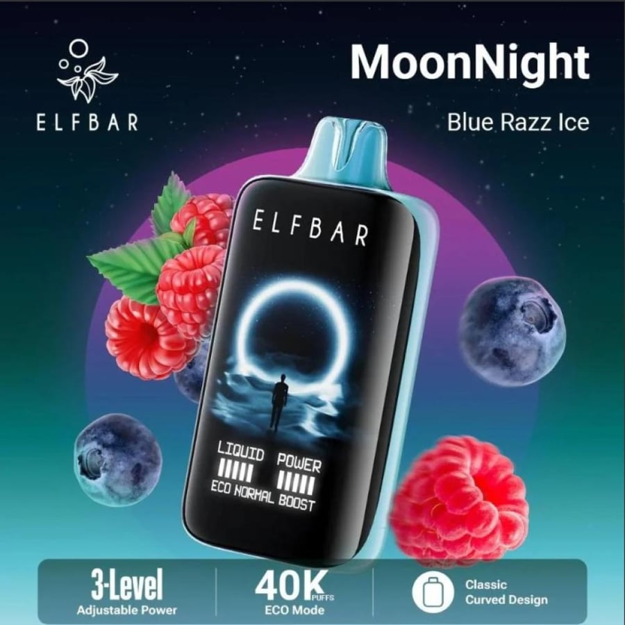 سحبة إلفبار مونلايت توت أزرق آيس Elfbar Moonlight Blue Razz Ice 40,000