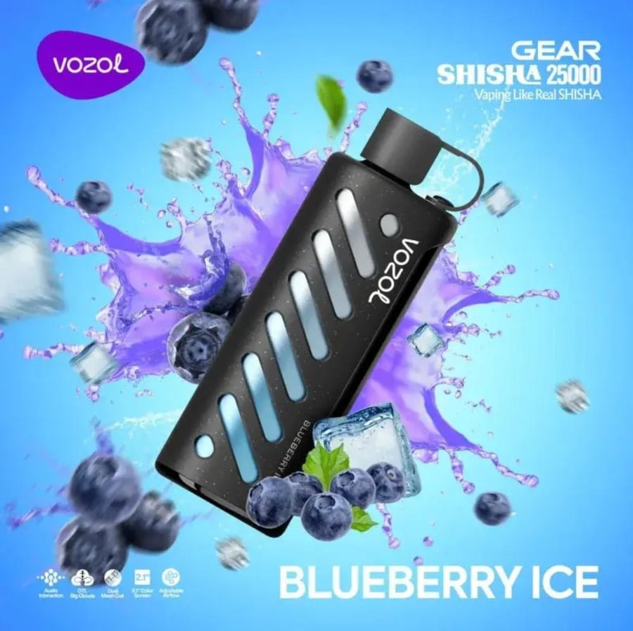 سحبة شيشة فوزول توت أزرق آيس 25,000 Vozol Shisha Blueberry Ice