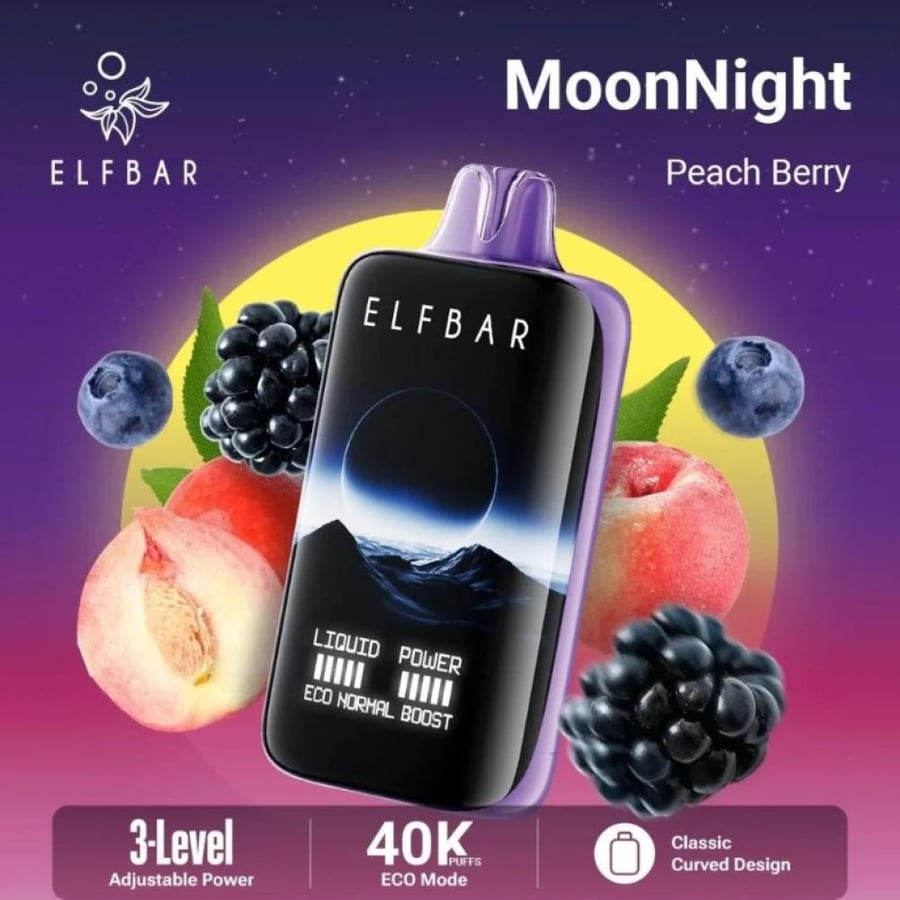 سحبة إلفبار مونلايت خوخ توت Elfbar Moonlight Peach Berry 40,000