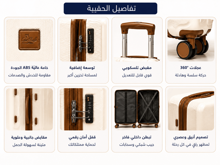 طقم حقائب سفر فاخر 4 قطع ABS – رمادي