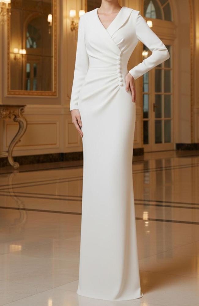فستان أبيض لؤلؤي أنيق للمناسبات Elegant pearl white dress