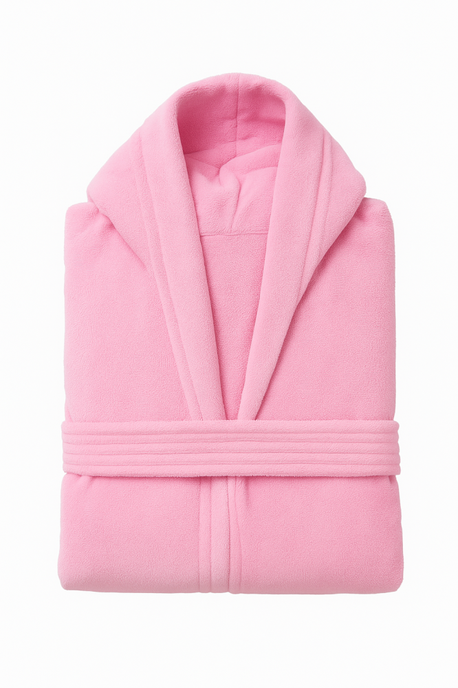 Soft 100% cotton pink bathrobe — luxury and comfort after daily shower XL