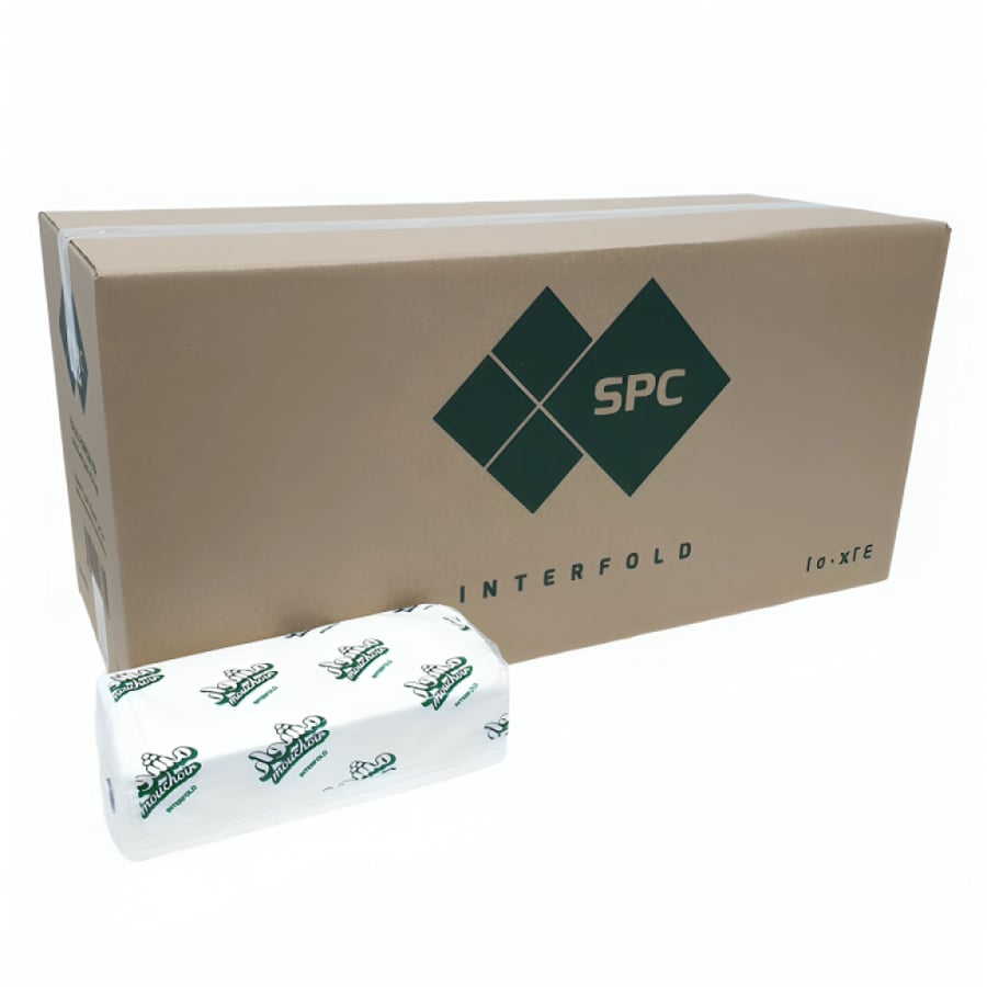 A box of Serv U tissues, paper towel, inter fold, 150 tissues (box of 24 pieces)