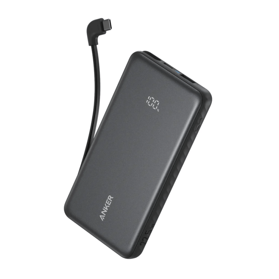 باور بنك أنكر زولو 10,000 ملي أمبير ـ 22.5 واط مع كابل USB-C مدمج ، أسود