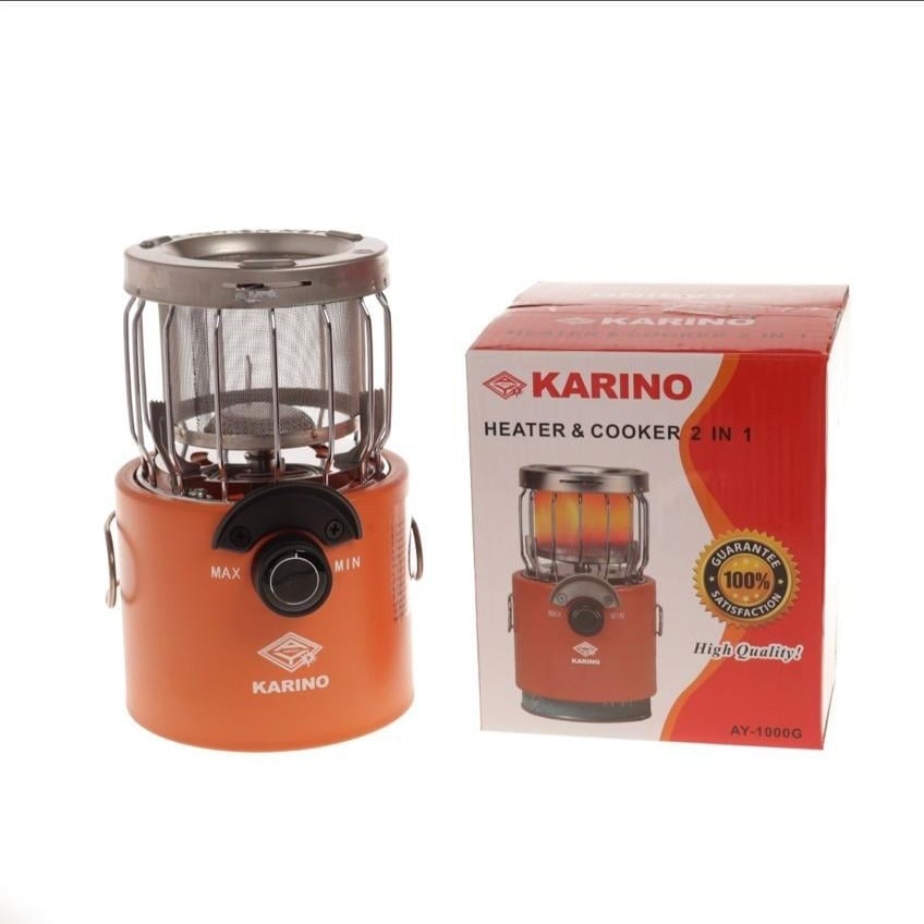 Gas heater for trips, Carino brand, model 1000G, operates on Abu Suna gas cylinders.