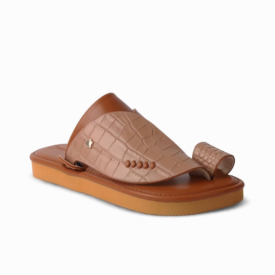 حذاء سعودي مودرن نقشة تمساح باللون البني 1st Collection