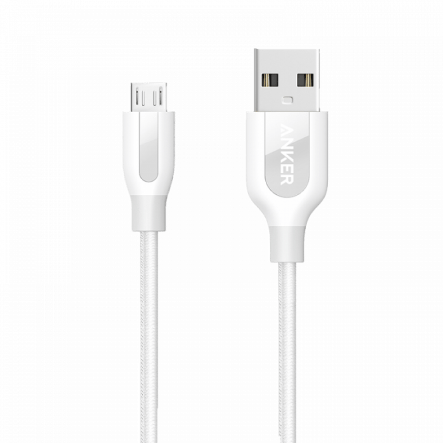 انكر باورلاين بلس سلك مايكرو USB بطول 90 سم - ابيض