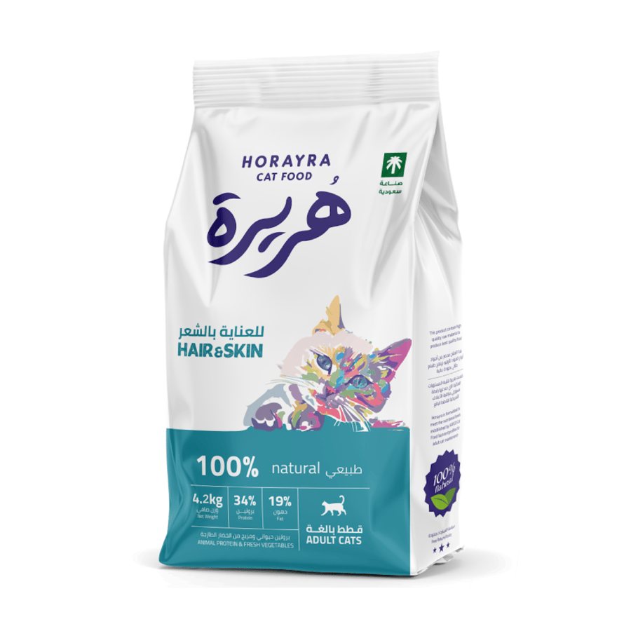 هريرة طعام جاف للقطط للعناية بالفراء والجلد 1.5 كيلو