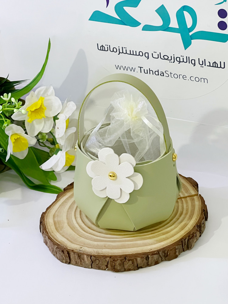 شنطه جلد بكيس تل ( زيتي فاتح )