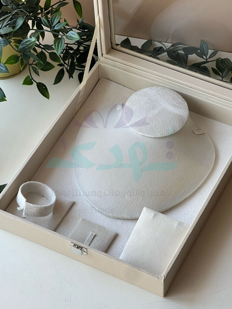صندوق طقم زجاجي بيج