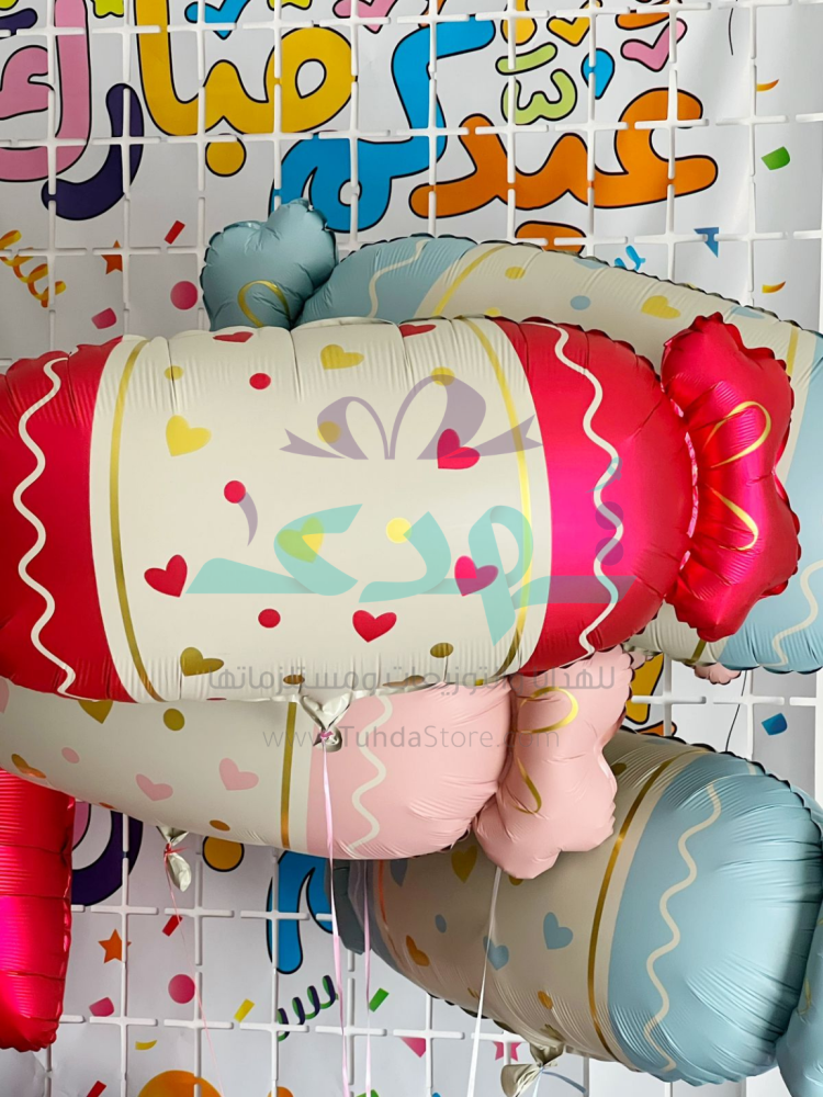 2 بالون حلاوة باستيل احمر
