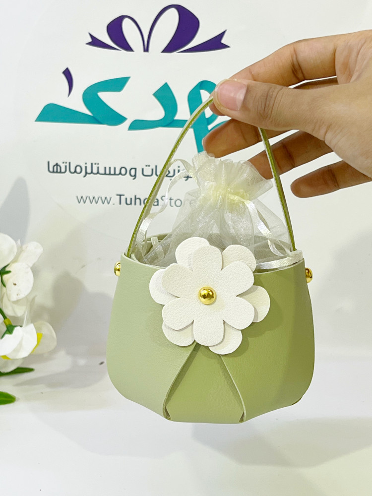 شنطه جلد بكيس تل ( زيتي فاتح )