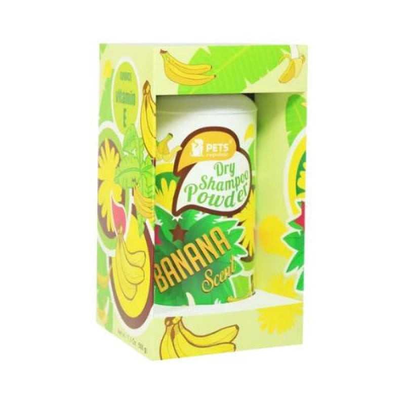 Banana scented dry shampoo powder for pet hair and skin