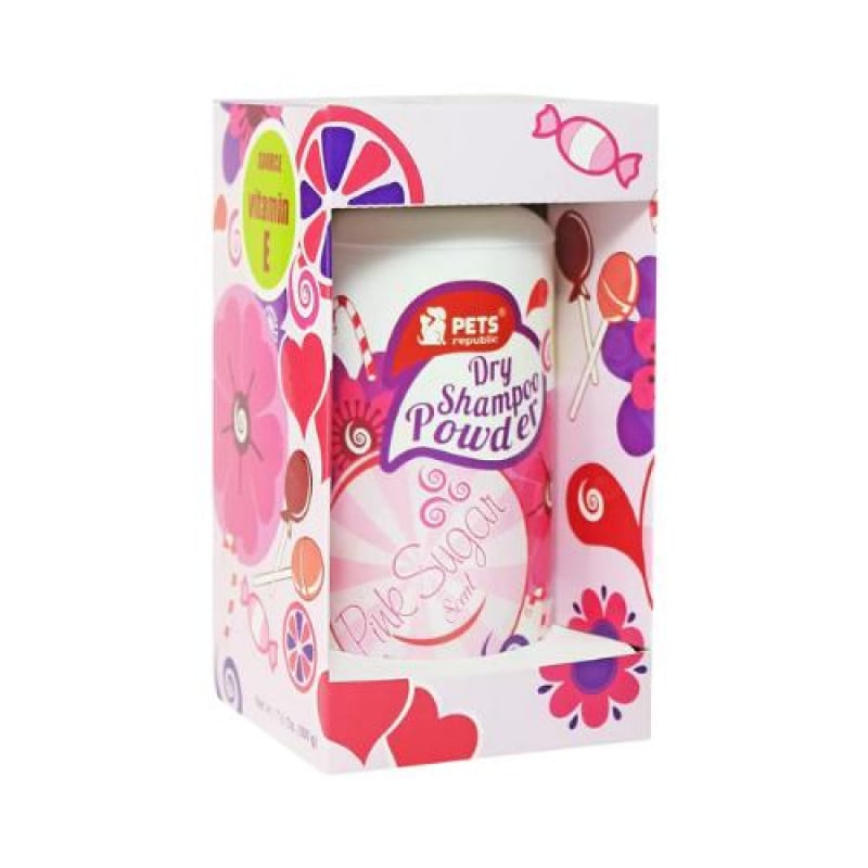 Pink Sugar dry shampoo powder for pet hair and skin