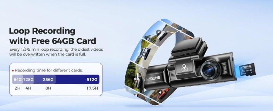 داش كام 3 كاميرات AZDOME M550 max