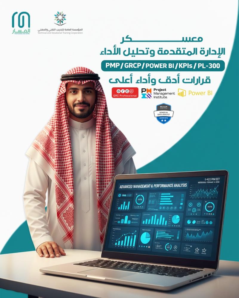 معسكر الإدارة المتقدمة وتحليل الأداء (PMP+ GRCP+POWER BI+KPIs)