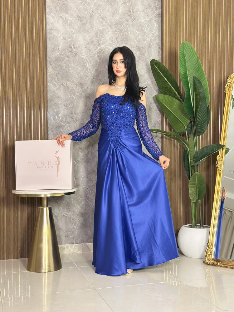 7408 -فستان سهرة باللون الأزرق الملكي dress