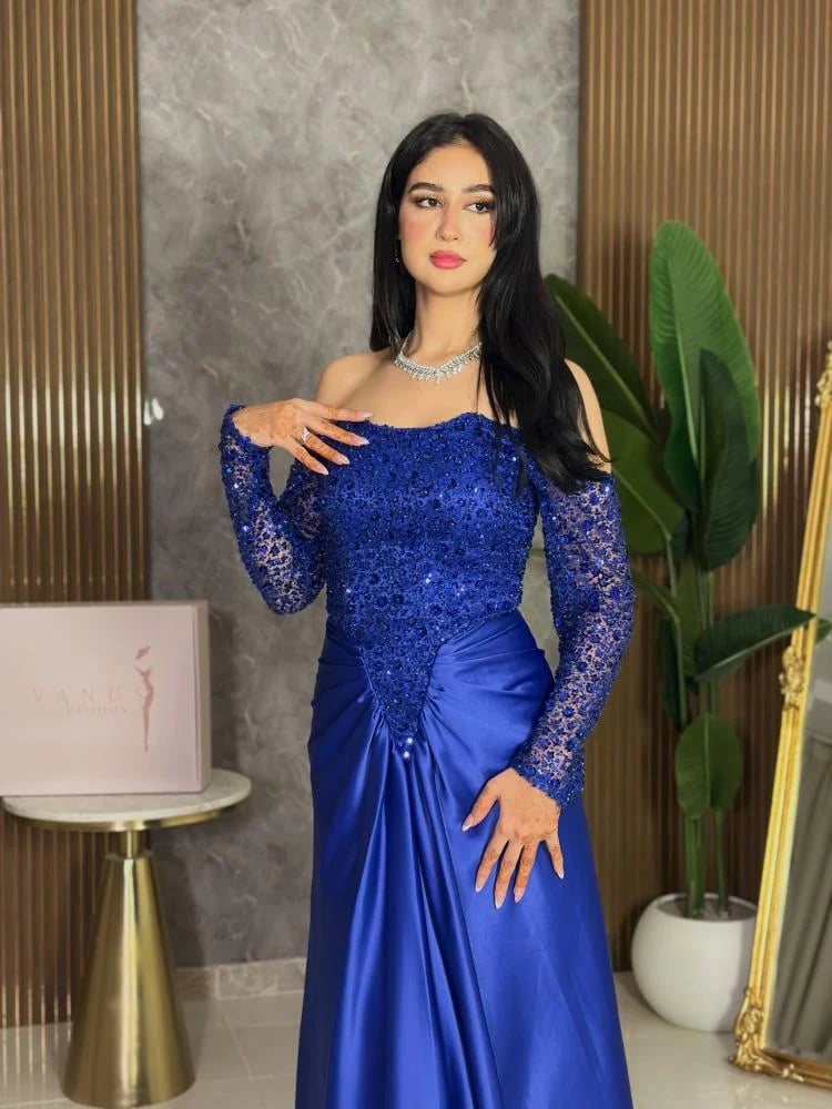 7408 -فستان سهرة باللون الأزرق الملكي dress