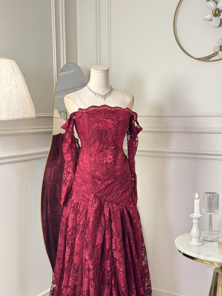 7339-فستان سهرة عودي دانتيل فاخر dress