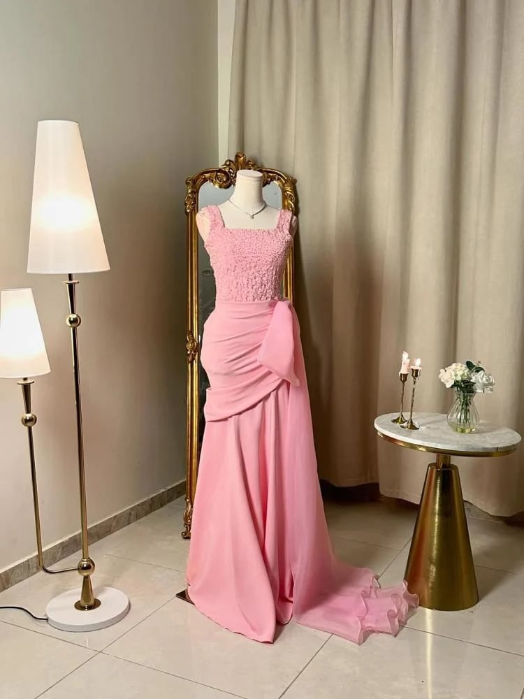 6322 - فستان سهرة طويل لونين