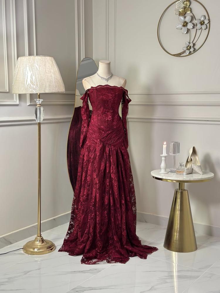7339-فستان سهرة عودي دانتيل فاخر dress