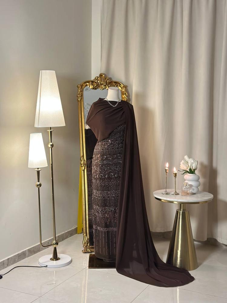 6154- فستان سهره أنيق بتصميم ملكي فاخر