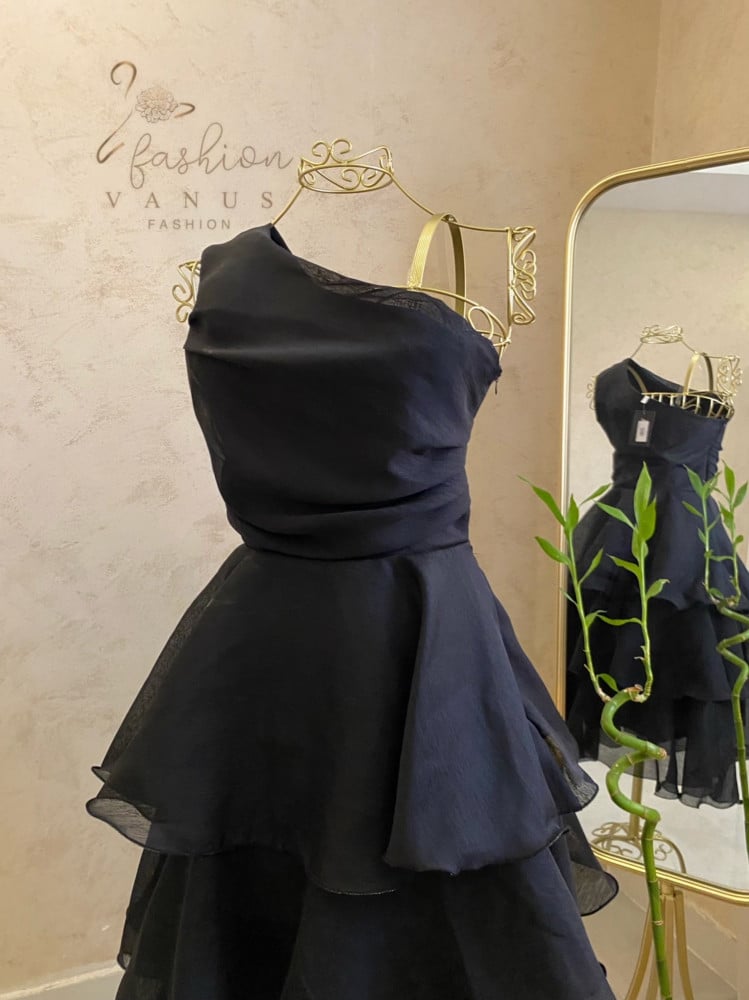 Black midi evening dress 2054
