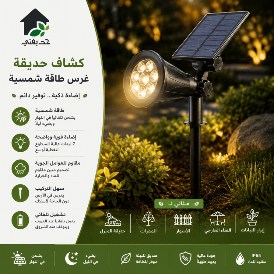 كشاف حديقة غرس طاقة شمسية