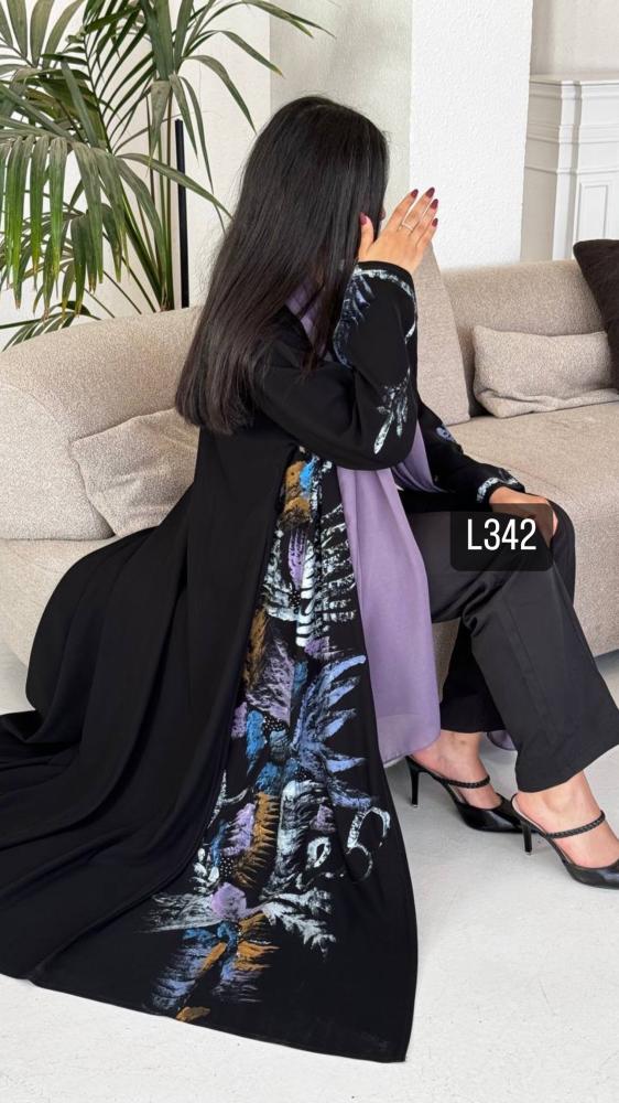 عباية كريب سبشل تطريز رسم وشك يدوي قصة ستريت عادية