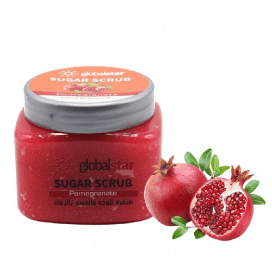 مقشر للوجه و الجسم بالسكر والرمان من قلوبال ستار- 600جرام