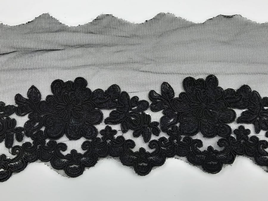 Embroidery  lace كلف جوبير اسود عرض 15 سم