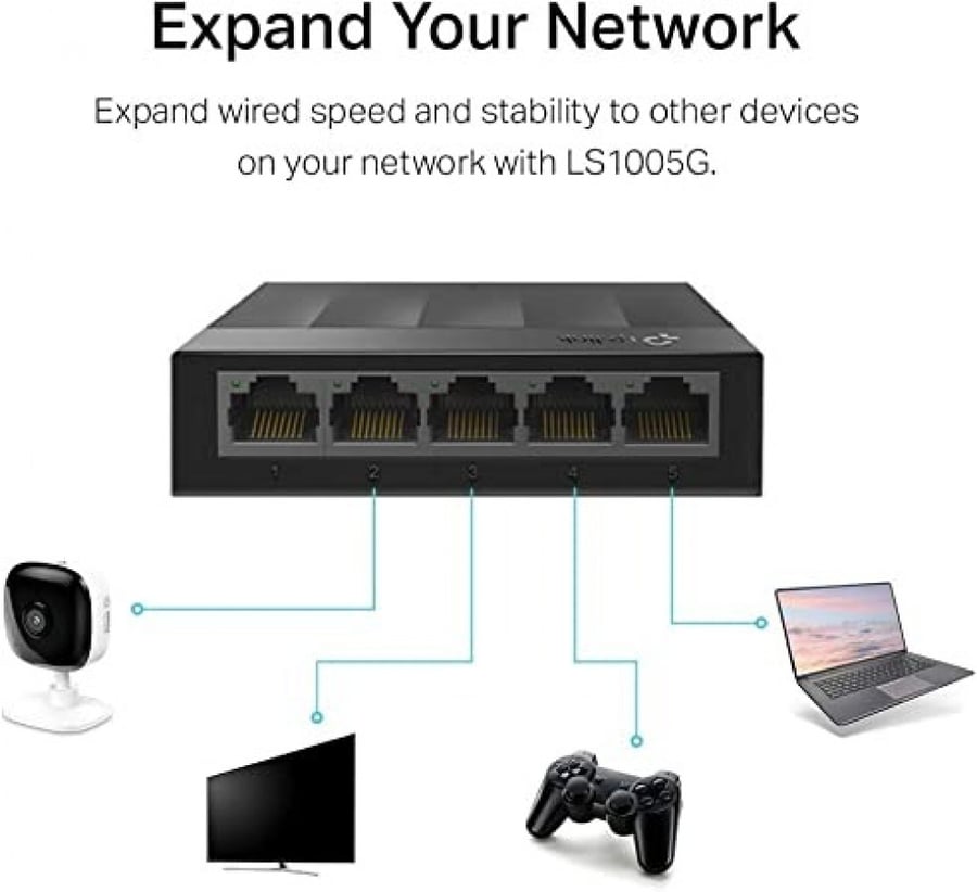 محول شبكة جيجابت ايثرنت بـ 5 منافذ LS1005G من تي بي لينك