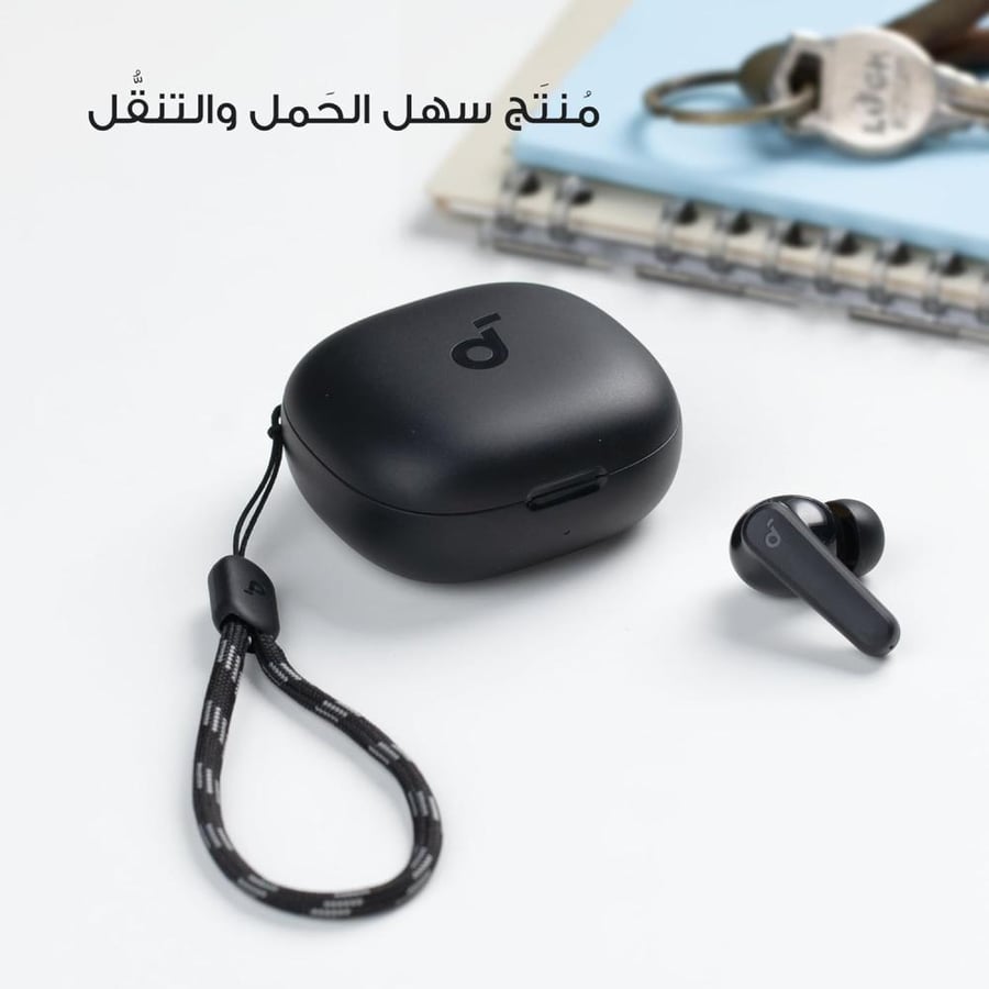 سماعة لاسلكية ساوند كور R50i بتقنية ترو وايرليس مع مكبر صوت داخلي 10 ملم بصوت جهوري قوي وبلوتوث 5.3 ووقت تشغيل 30 ساعة مقاومة للماء IPX5 مزودة بـ 2 ميكروفون و22 معادل مضبوط مسبقًا من انكر، داخل الأذن