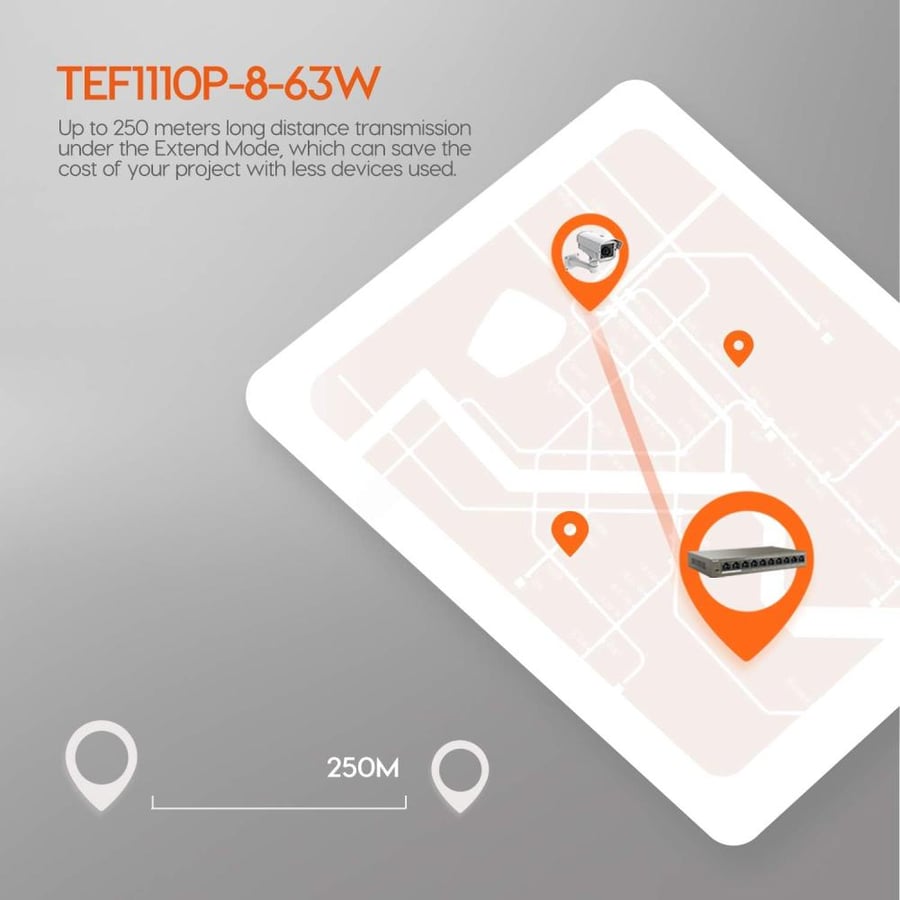 TEF1110P-8-63W محول مكتبي 10 منافذ بسرعة 10-100 ميجابت في الثانية