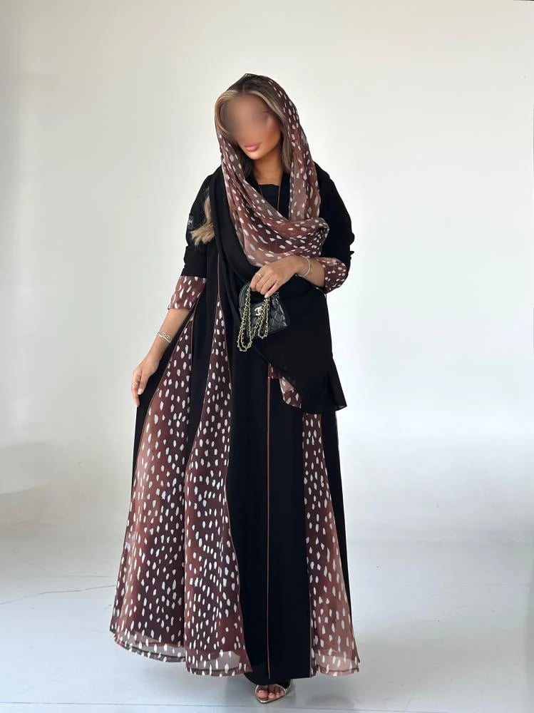 عباية كريب مع شيفون قصة كلوش
