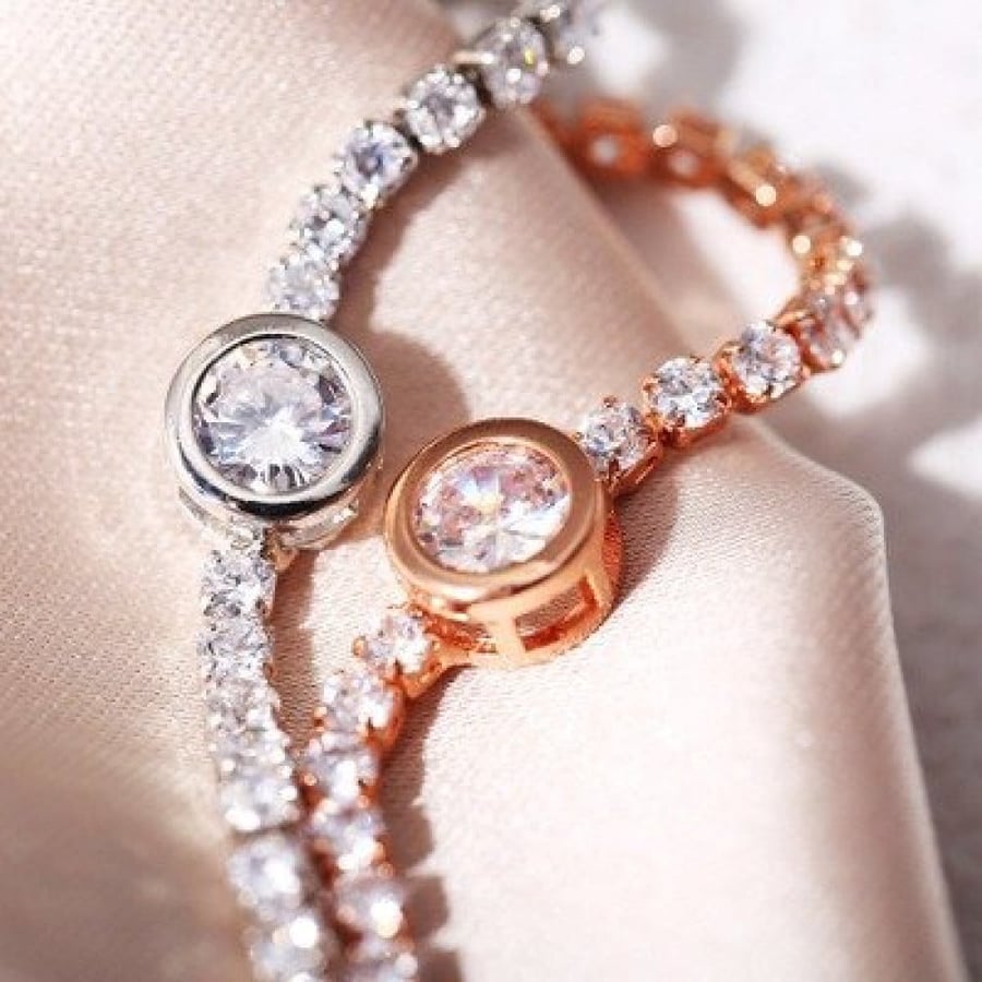 Bracelet with crystals, lock, pull ring, designed inspired by Swarovski, rose gold color