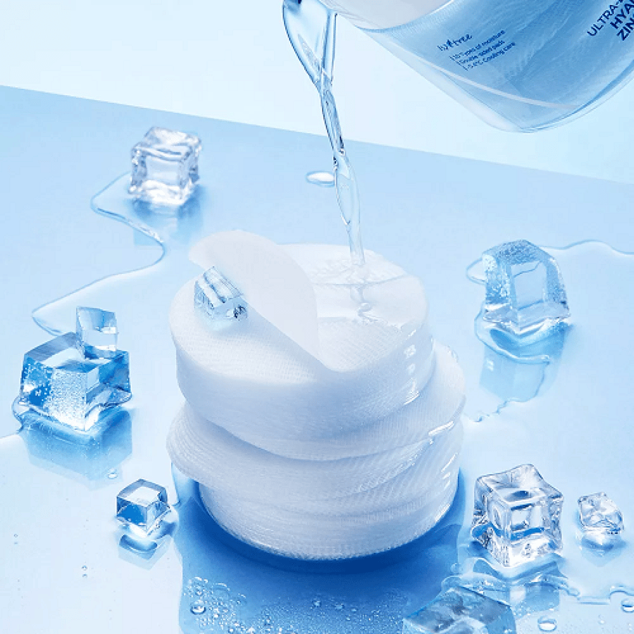 Acentri pads for cooling with hyaluronic acid and very low molecular zinc