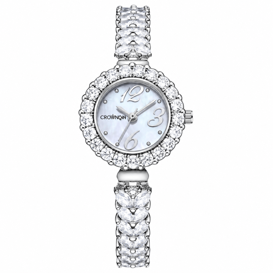 Silver watch encrusted with crystal