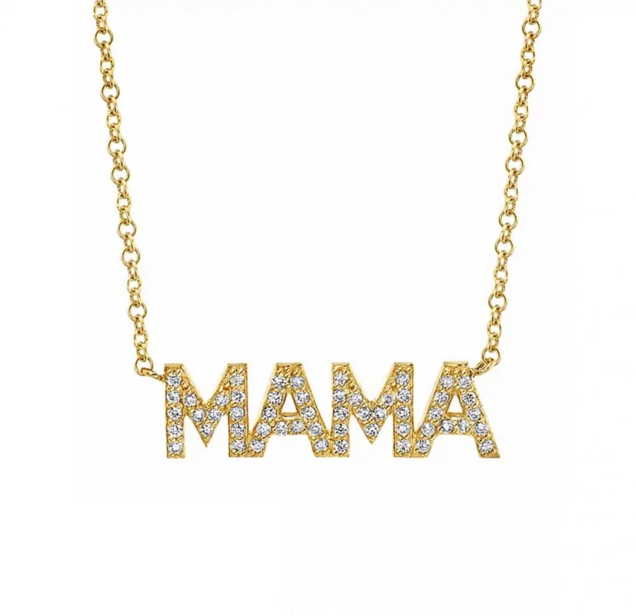 Mother's pendant, gold, encrusted with crystal